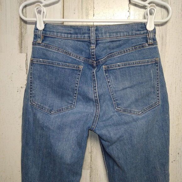 PacSun Jeans Women's Sz 24 Vintage Icon Raw Hem Blue Mid Rise Pants Ripp… - Picture 3 of 10